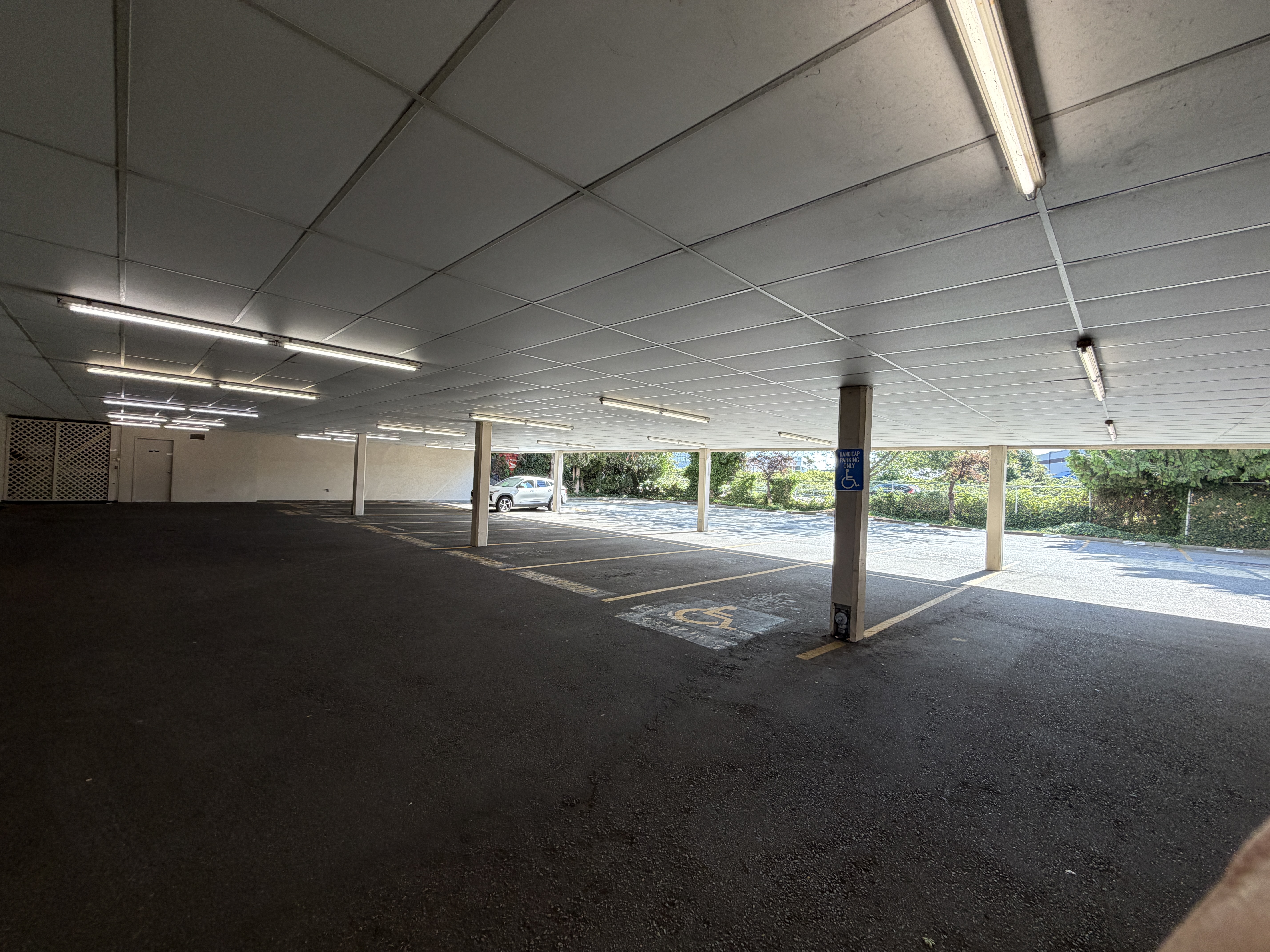 Covered rear parking area
